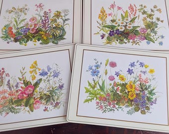 4 Pimpernel Meadow Flowers Large Cork Placemats 15 x 11 Inch Set