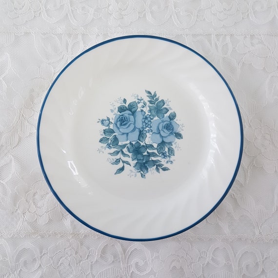 Vintage Corelle Blue Velvet Side Plates Set of 4 - Bread Dessert Dinnerware Collection