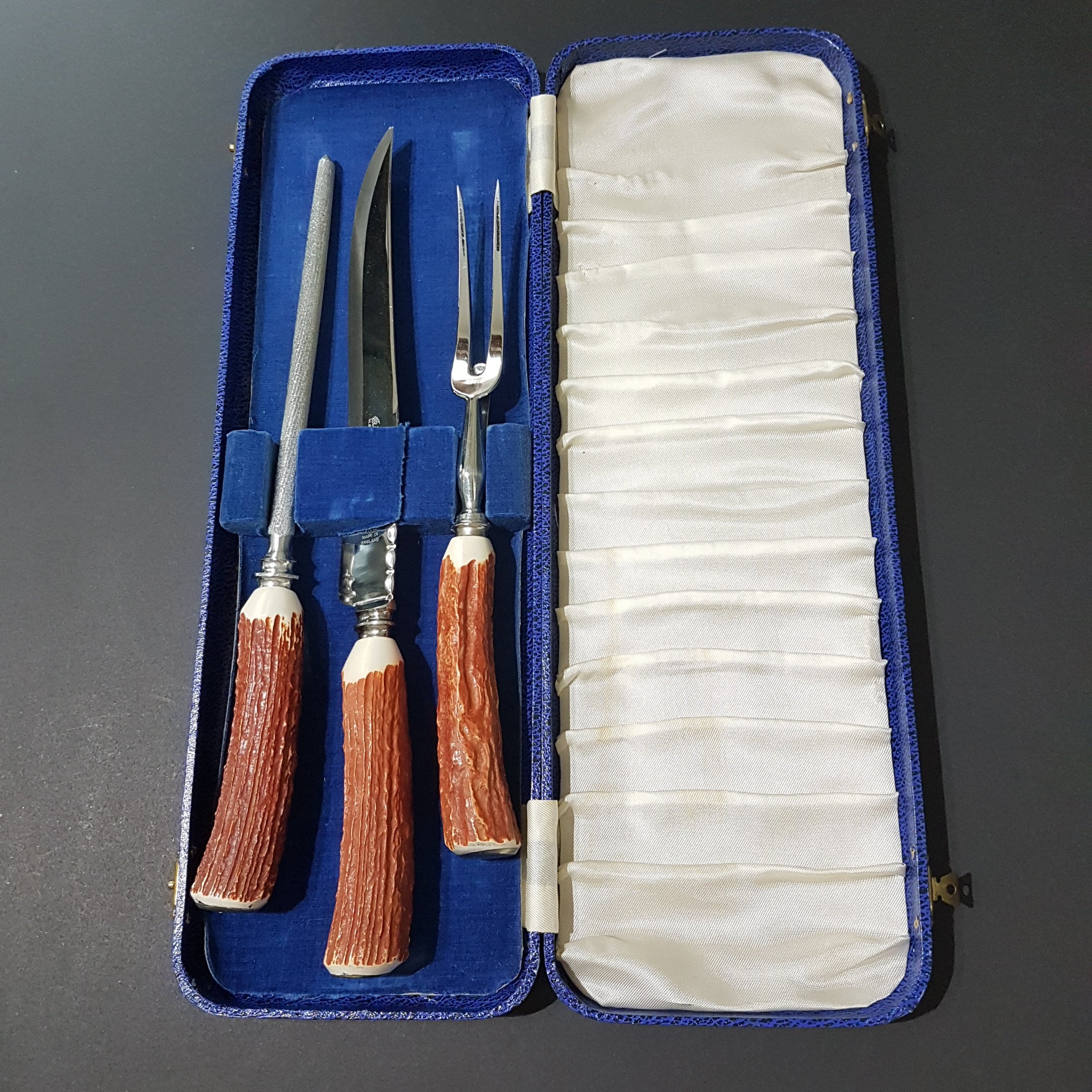 3pc Meat Carving Set, Faux Antler Handles, King Carver Duracut M