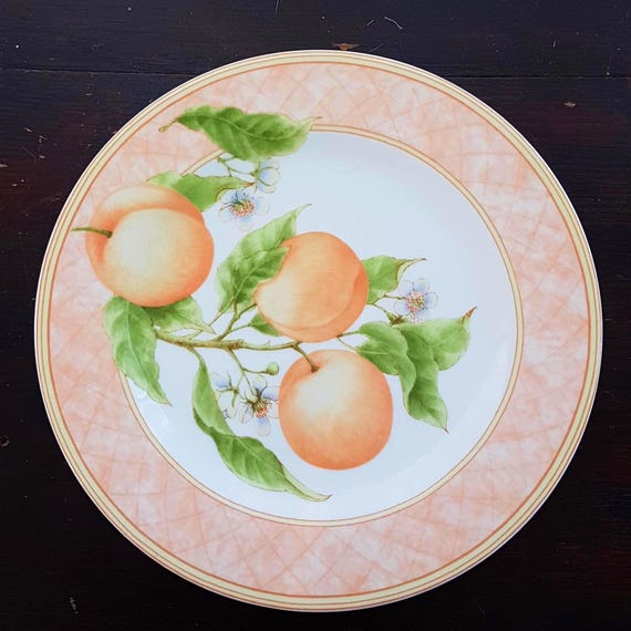 Vintage Royal Porcelain Peach Salad Plates Set of 4 - Vintage Inspired Garden Fruit Dinnerware
