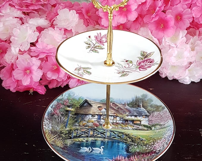 Elegant 2-Tier Bridgerton-Inspired Stand for Tea Parties, Desserts, and Jewelry Display