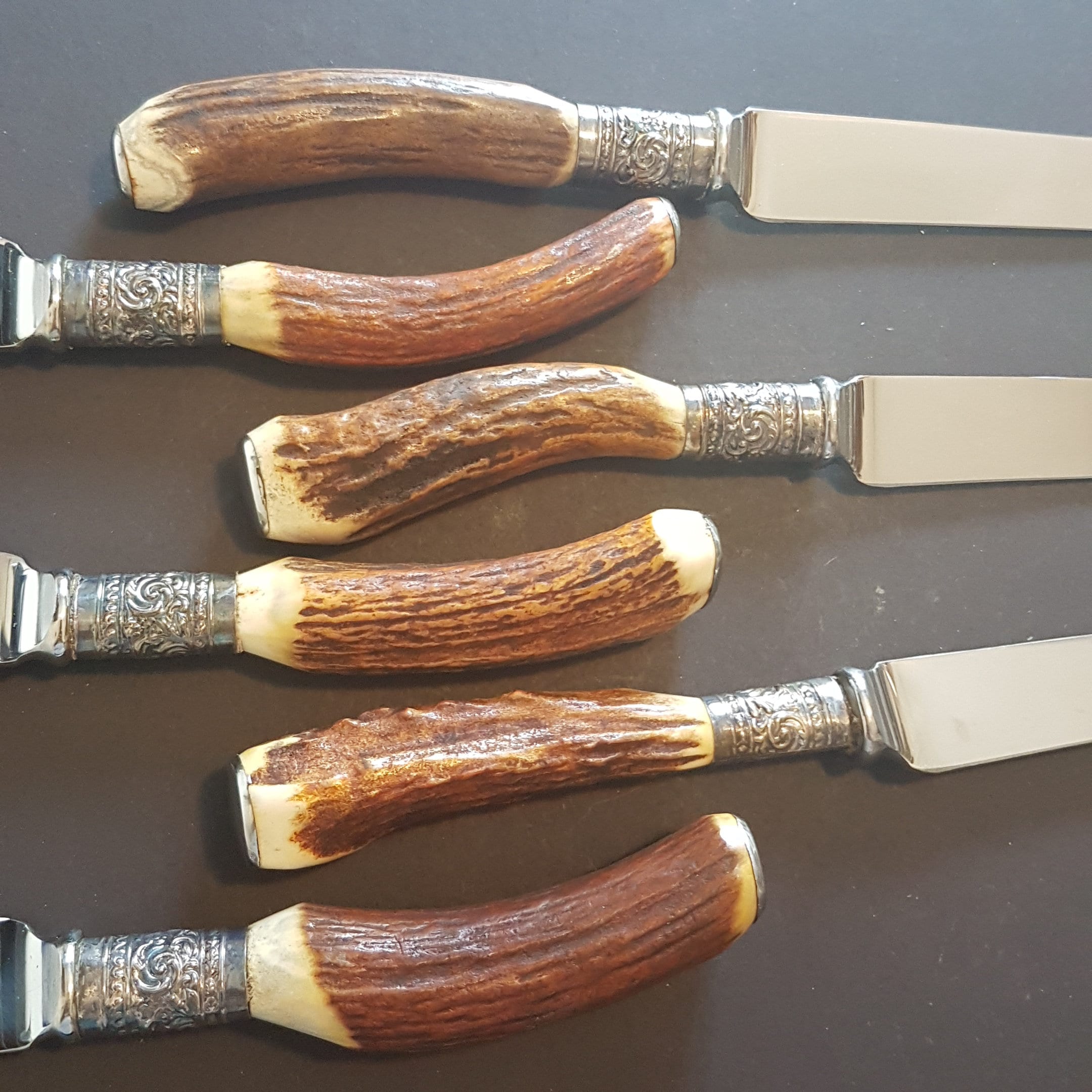 Vintage Genuine Stag Handle, Antler Handle, Steak Knife Set, Set of 6