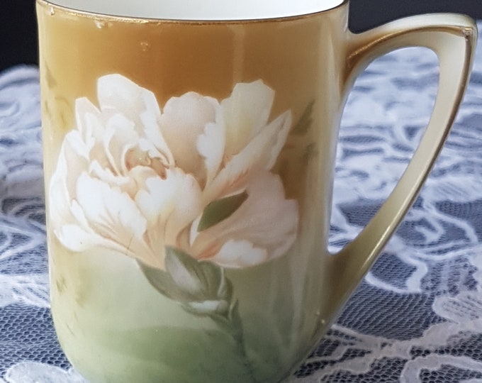 RS Germany Tea Cup, Vintage Hand Painted Porcelain, Set of 4 Tea Cups (NO Saucers), Carnation Flowers, Made in Tillowitz Germany 1912-1945