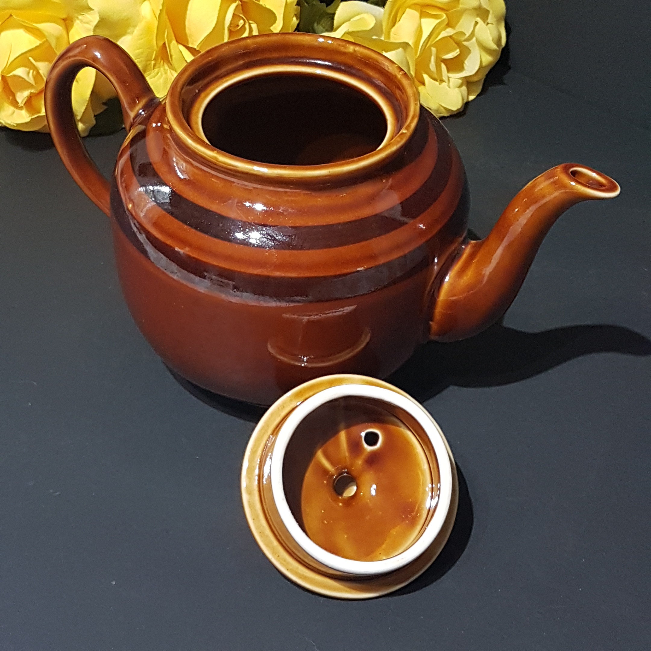 Vintage Sadler Brown Betty Teapot, Large Full Size, 7 Cup, Brown with