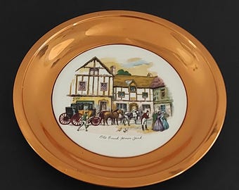 Vintage Ceramic Tile Wall Art Copper Frame 9 Inch Framed Decorative Tile