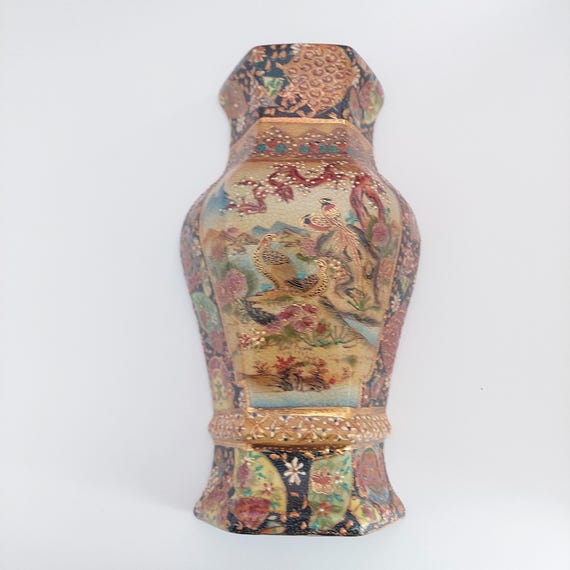 Royal Satsuma Chinoiserie Hand Painted Wall Pocket Vase
