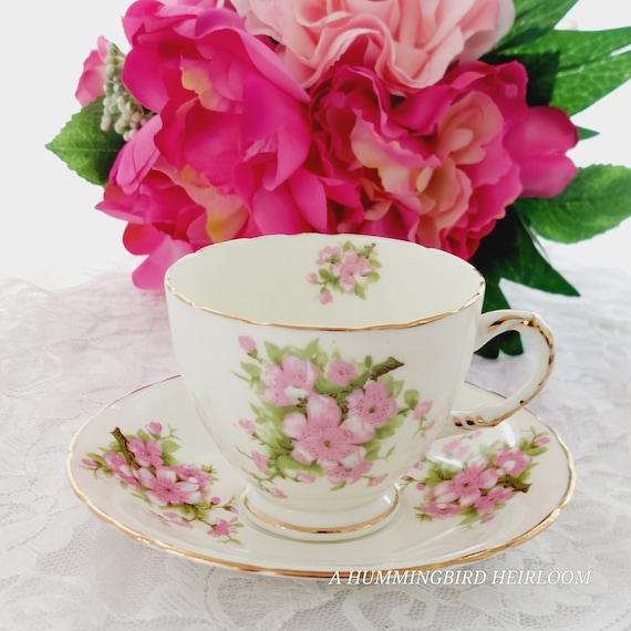 Peach Blossom Bone China Tea Cup and Saucer Gift Vintage Sutherland Made in England