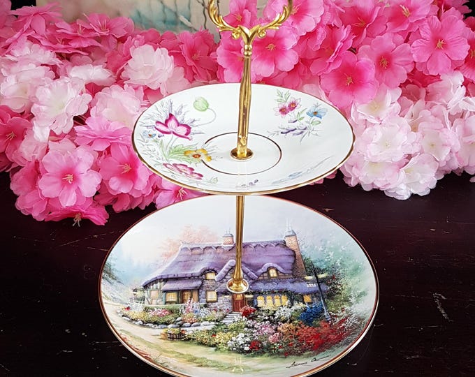 Elegant 2-Tier Bridgerton-Inspired Stand for Tea Parties, Desserts, and Jewelry Display