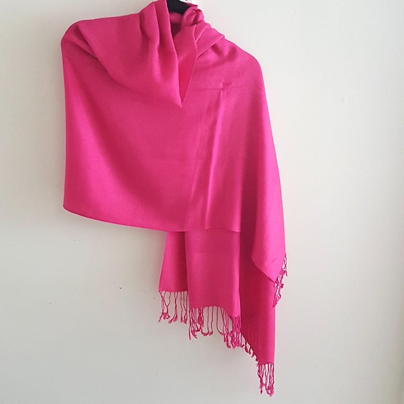 Luxury Hot Pink Pashmina Shawl - Soft Fuchsia Evening Wrap & Wedding Scarf