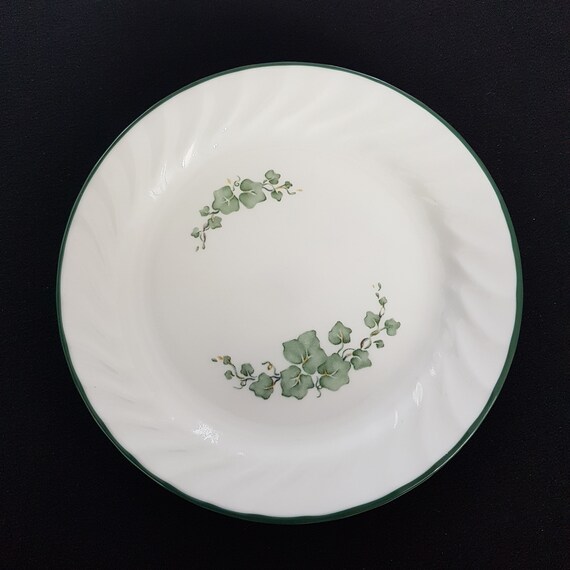 Corelle Callaway Ivy 7-inch Side Plates - Set of 4 - Vintage Green Swirl Pattern