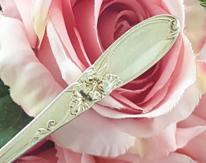6pc Oneida Silver WHITE ORCHID Round Soup Spoon Set - Community Plate Silverplate 1953 Mid-Century Flatware