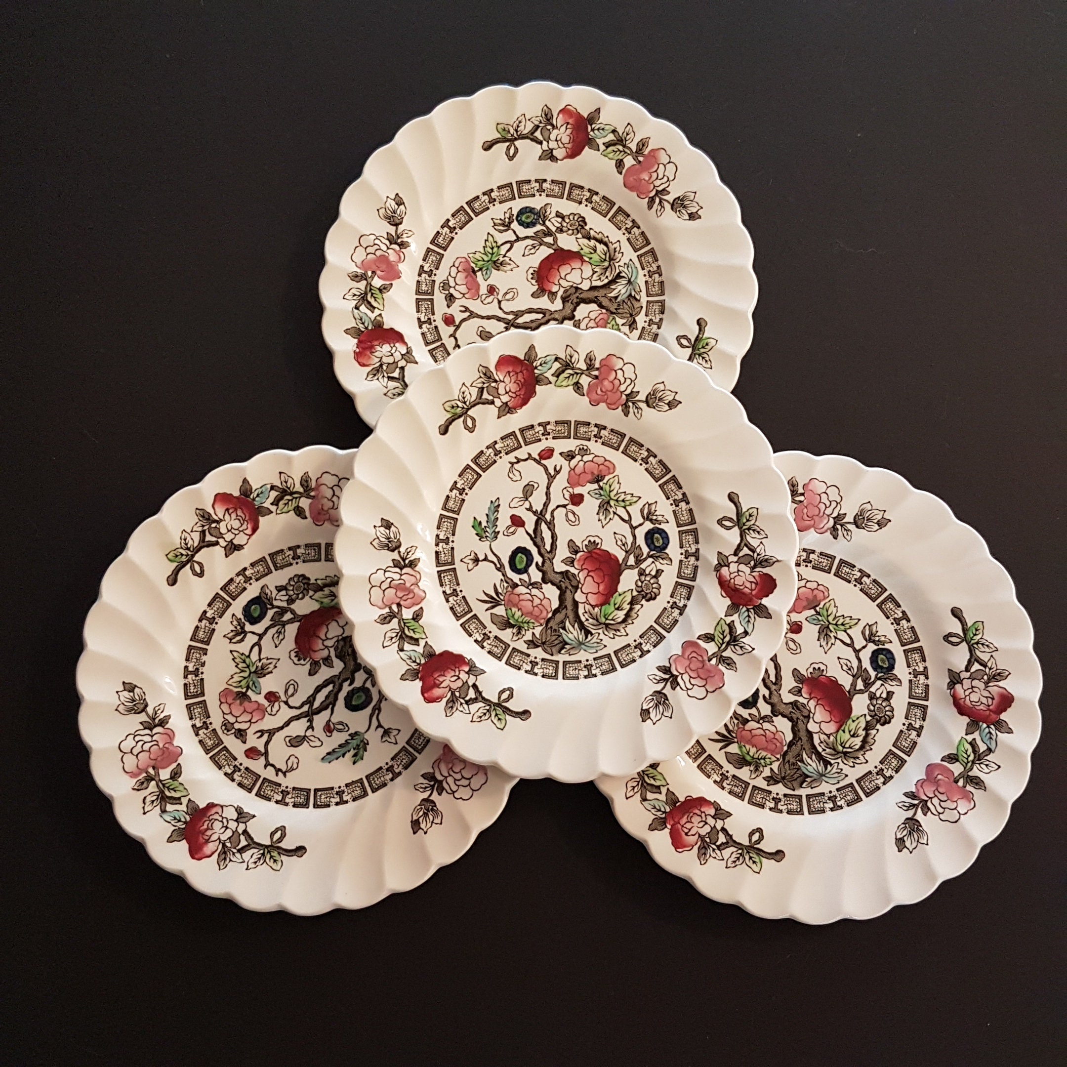 RESERVED 8 Myott INDIAN TREE Salad Plate Set of 4, Transferware