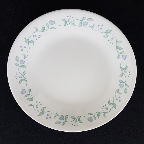 4pc Corelle Vitrelle COUNTRY COTTAGE Side Plates, 6.75 inch, Blue Hearts