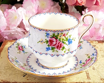 Royal Albert Petit Point English Bone China Tea Cup & Saucer