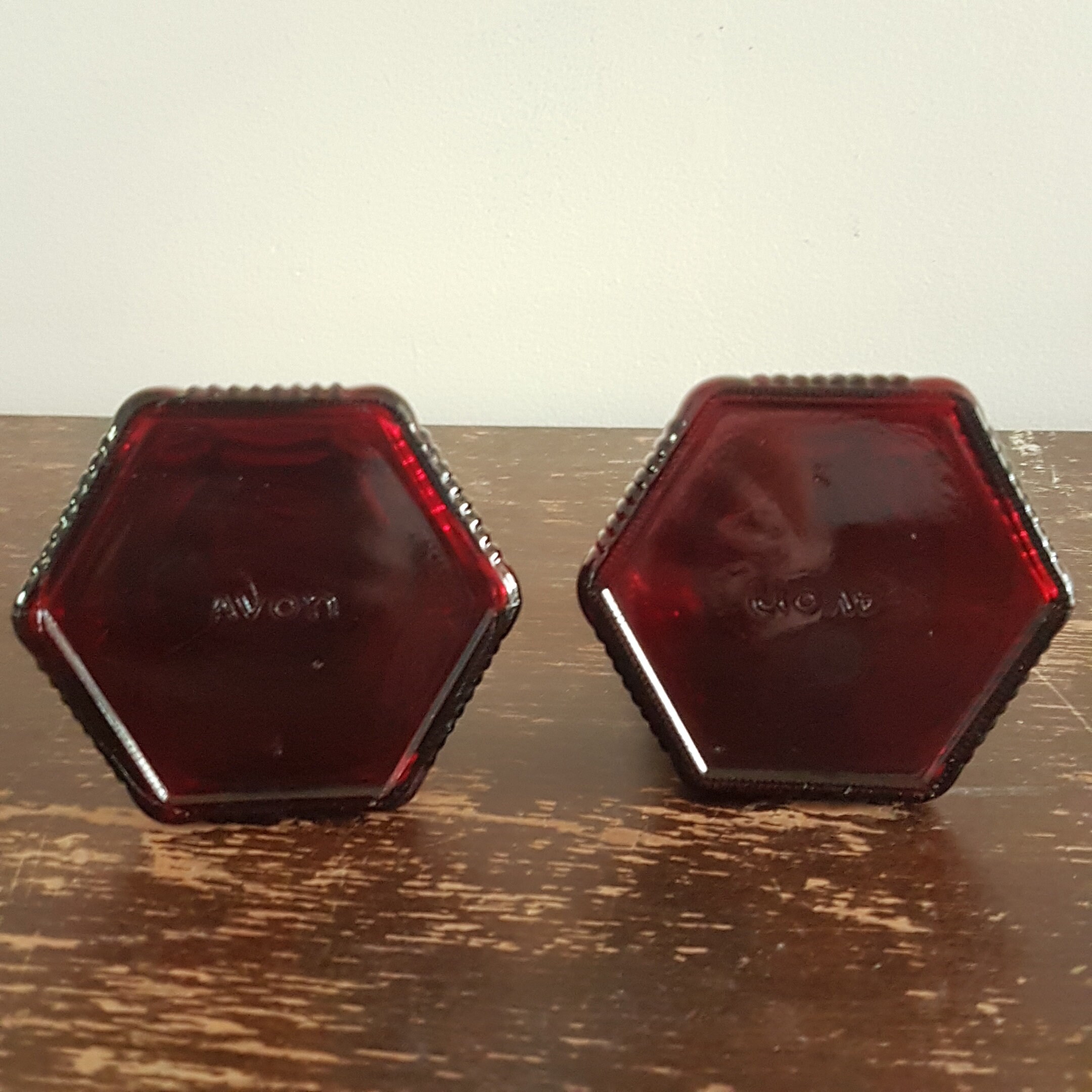 Pair of Tall Avon 1876 Cape Cod Candlestick Holders, Vintage Ruby Red