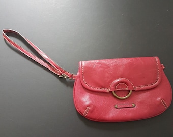 Vintage Liz Claiborne Red Wristlet Purse - Axcess Designer Faux Leather Clutch for Formal Events