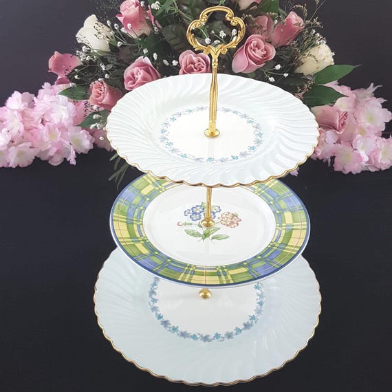Blue Bone China 3-Tier Cake Stand Wedding Birthday Gift