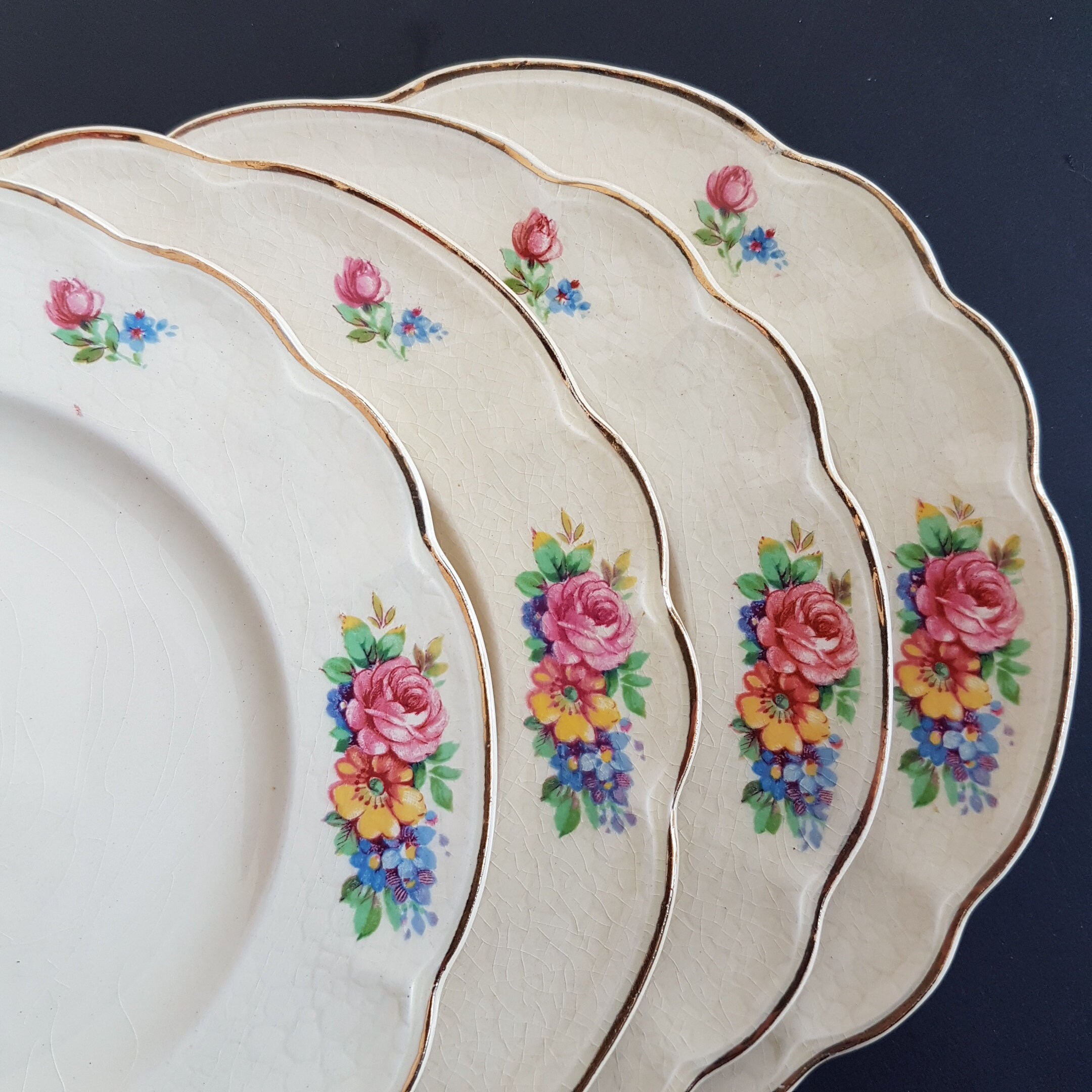 Antique Dessert Plates, J&G Meakin, Sunshine SOL391413, Set of 4