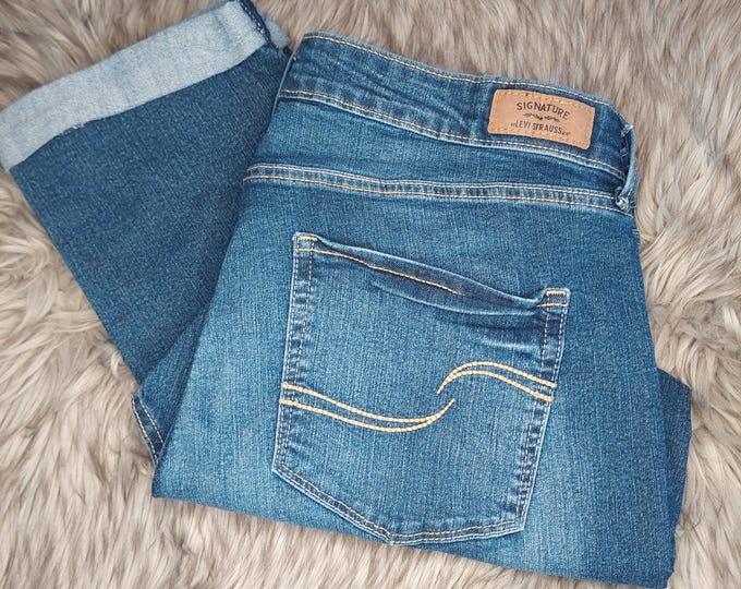 Vintage Signature by Levis Strauss Modern Capri - Plus Size Cropped Denim, Size 16