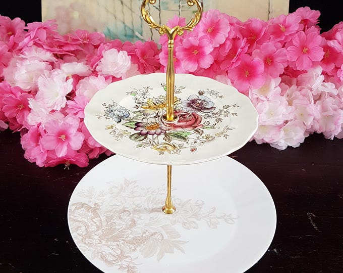 Elegant 2-Tier Bridgerton-Inspired Stand for Tea Parties, Desserts, and Jewelry Display