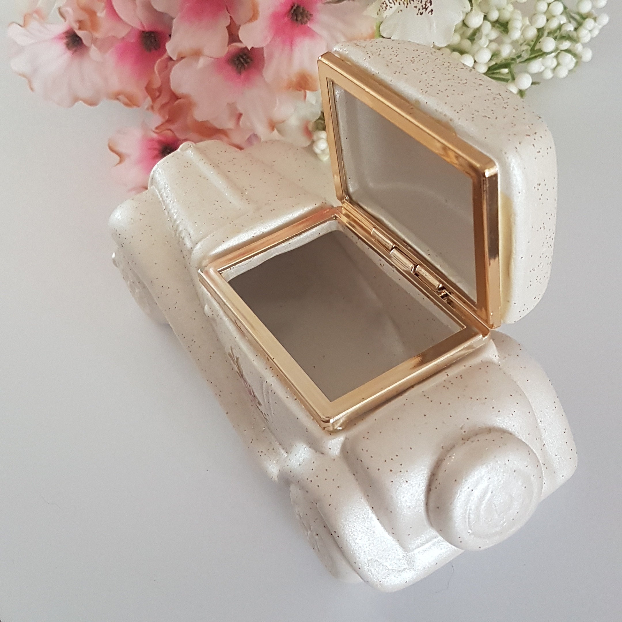 Vintage Berger Italian Porcelain Car Jewelry Box, Old Style Automobile