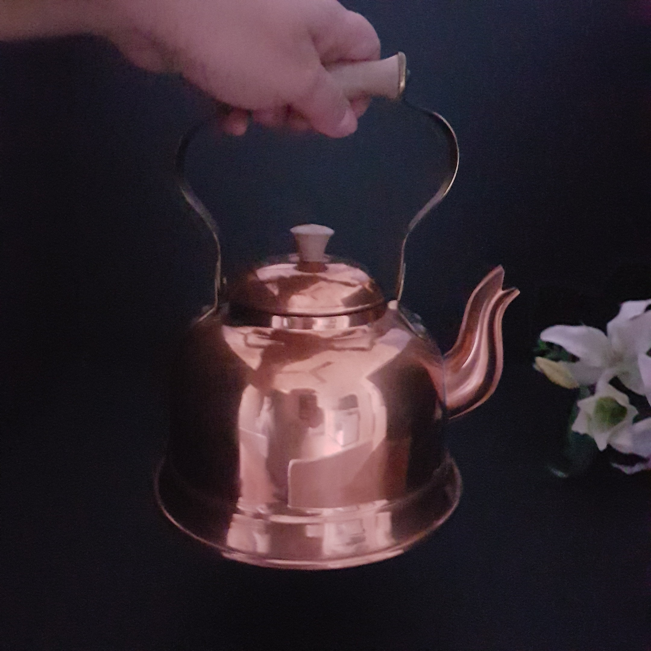 Vintage Copper Tea Kettle Stovetop, Made in Portugal, 8 Cups, Copper
