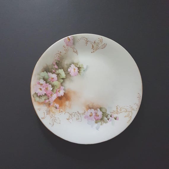 Antique Limoges Porcelain Salad Plate Hand Painted Floral B&Co France Vintage Decorative China
