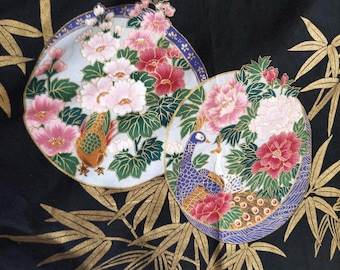 Authentic Sakurai Shoji Japanese Haori Jacket Black Gold Bamboo Floral 36" Kimono Robe Japan