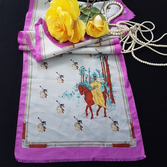 Vintage Equestrian Scarf: Long Neckerchief, Made in Italy