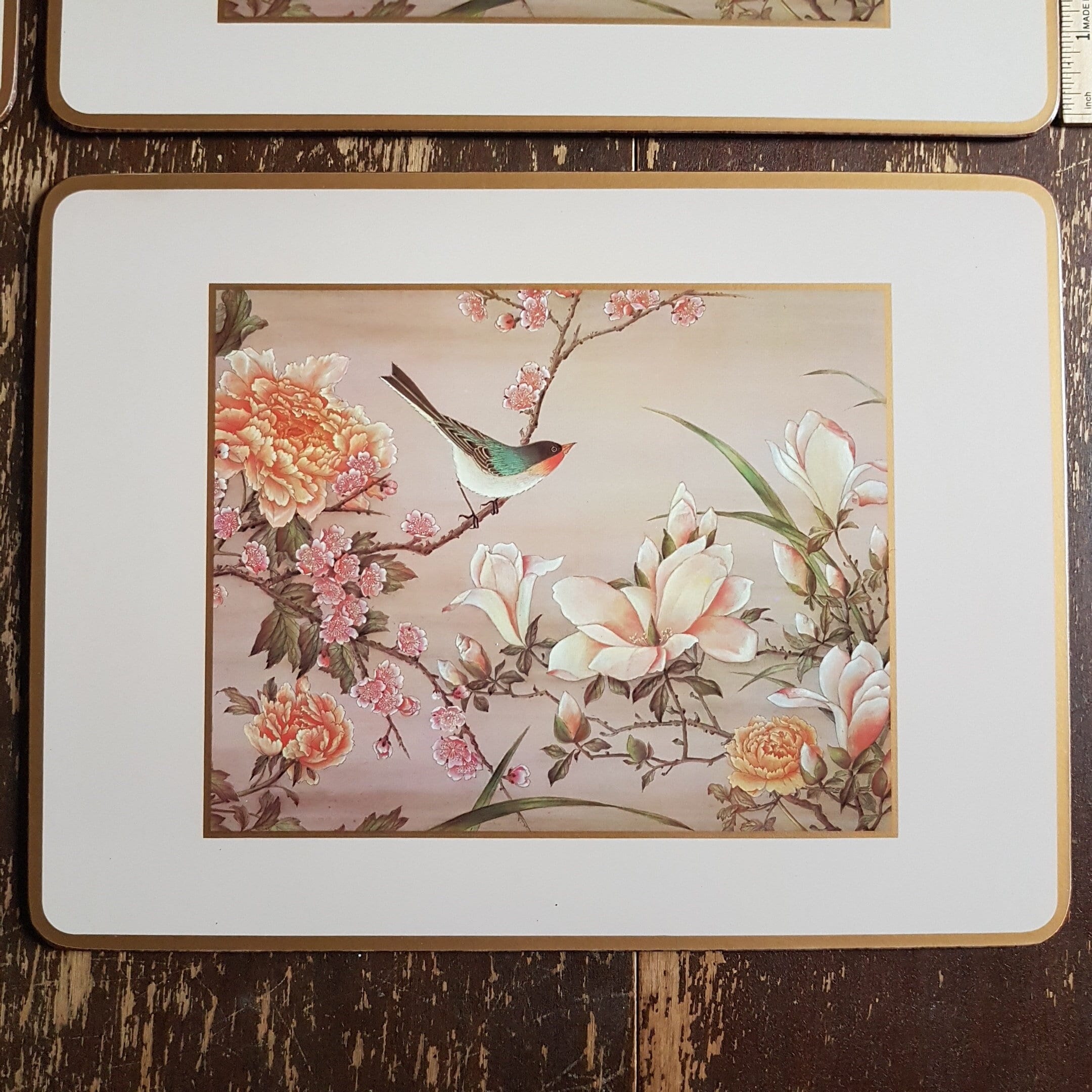 Pimpernel ORIENTAL BIRDS & FLOWERS Cork Back Placemats, Set of 4