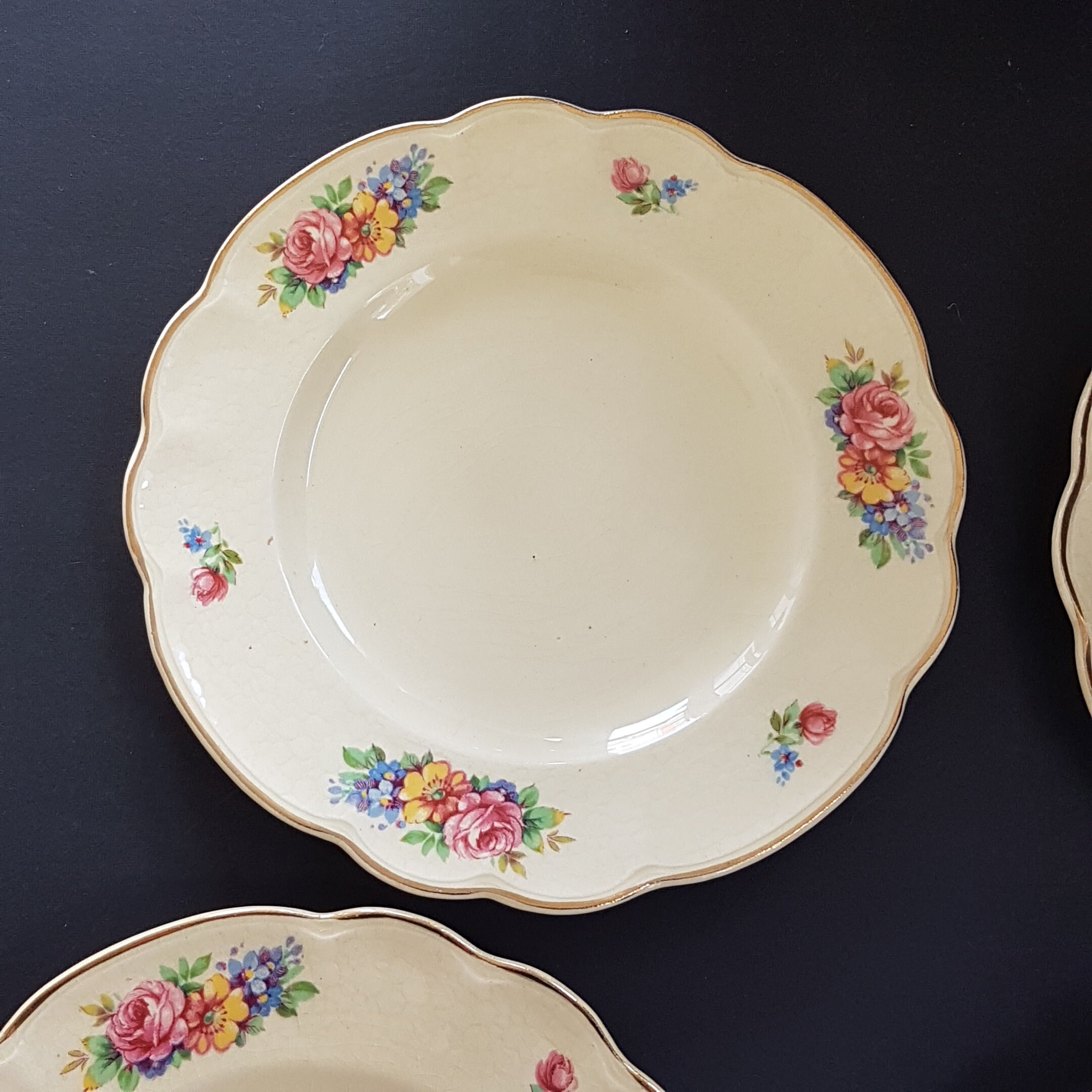 Antique Dessert Plates, J&G Meakin, Sunshine SOL391413, Set of 4