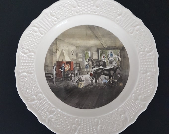 Currier and Ives Reproductions, American Series, Trotting Cracks at the Forge, Delano Studios, Decorative Wall Plates