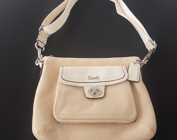 Vintage COACH Tan Beige Shoulder Bag, Adjustable Strap to Small Crossbody Bag