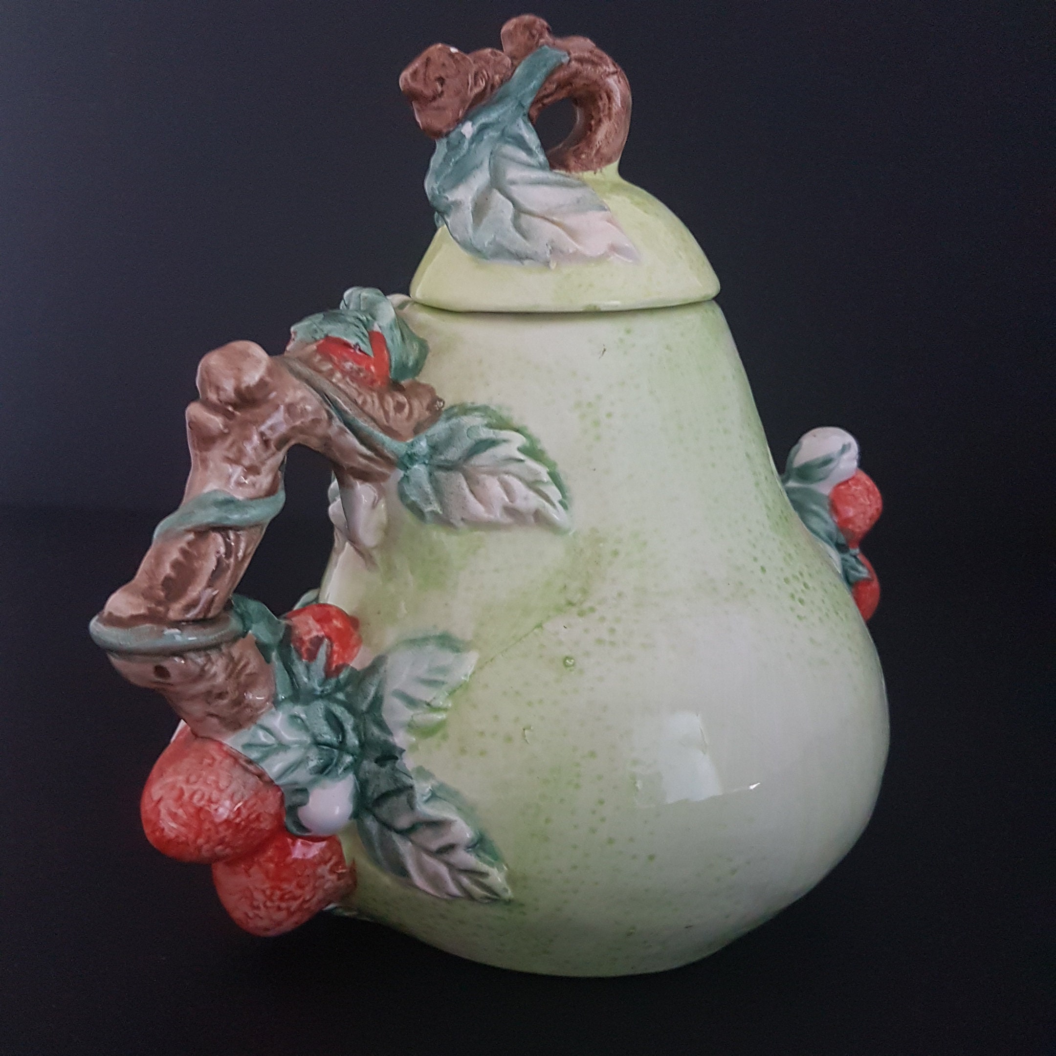 Heritage Mint Ltd Collectibles Teapot, Ceramic Pear Strawberries Floral