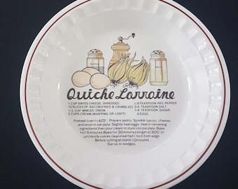 Vintage Quiche Lorraine Recipe Pie Plate - Farmhouse Kitchen Decor