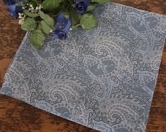 Vintage Waterford Linens Tablecloth, Blue Paisley, 55x80 inch Rectangle