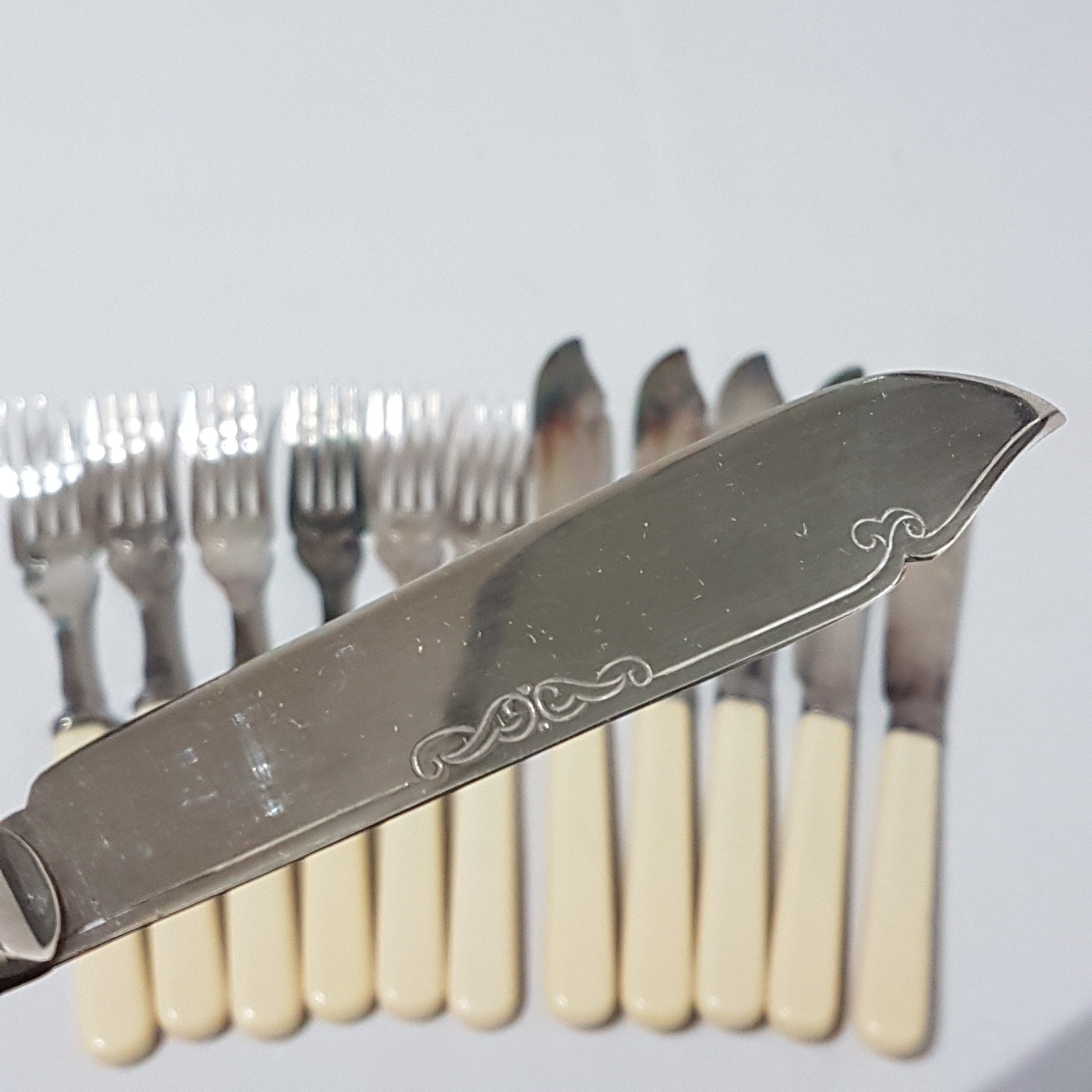 Set of 6 EPNS Fish Knives and Forks, Bone Fish Knife, Unique Cutlery
