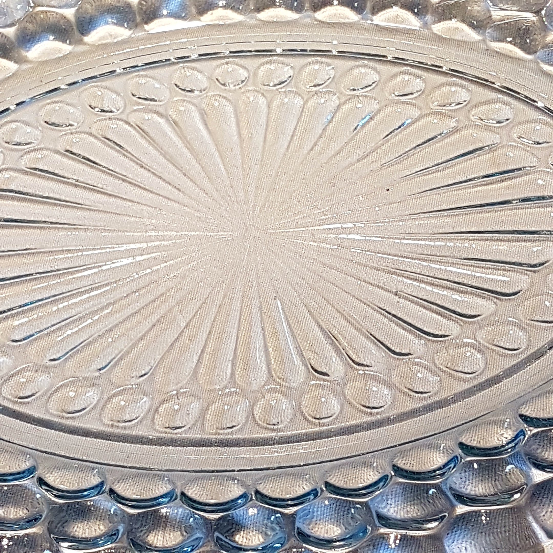 12 Anchor Hocking Platter, Sapphire Blue Bubble Glass Platter, Anchor