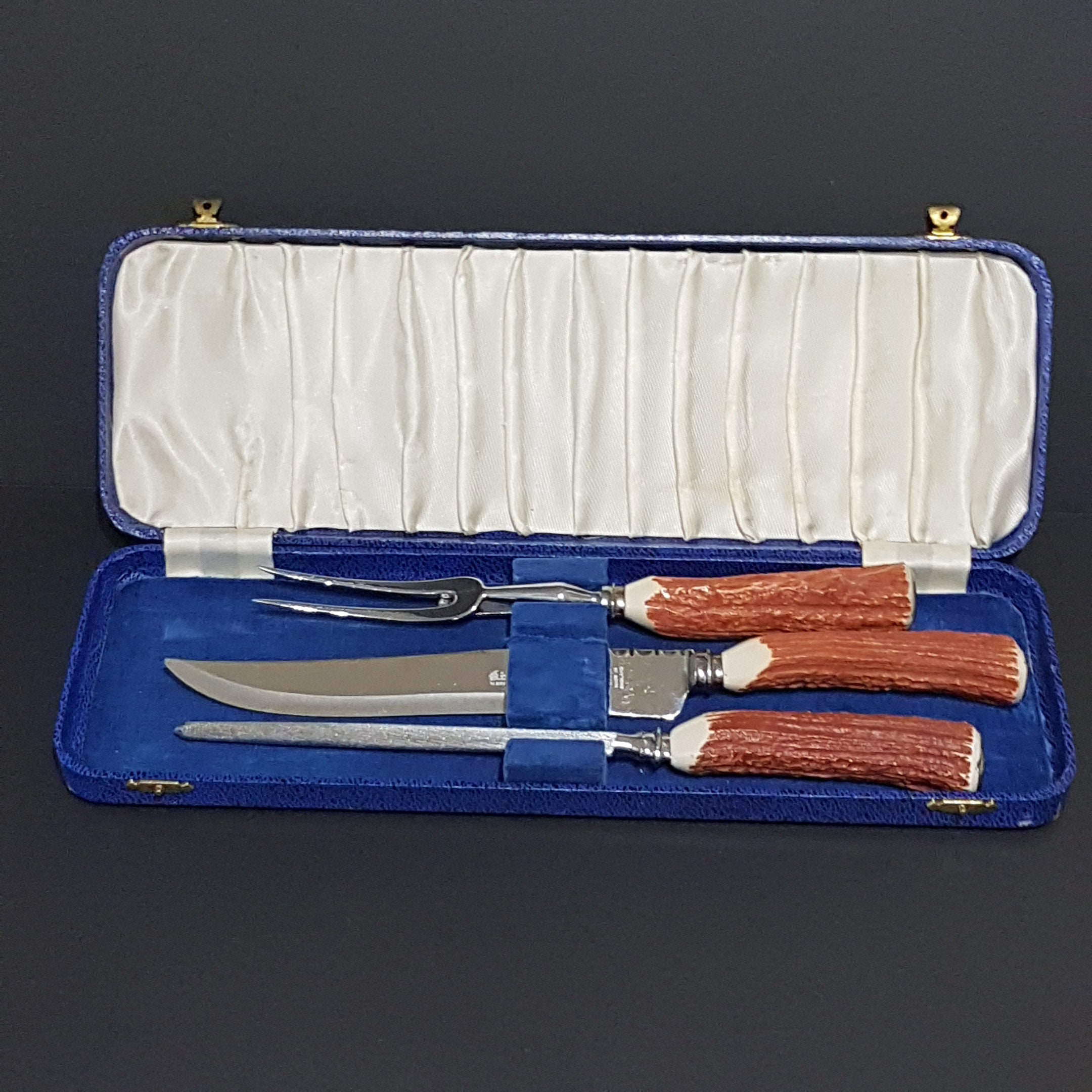 3pc Meat Carving Set, Faux Antler Handles, King Carver Duracut M