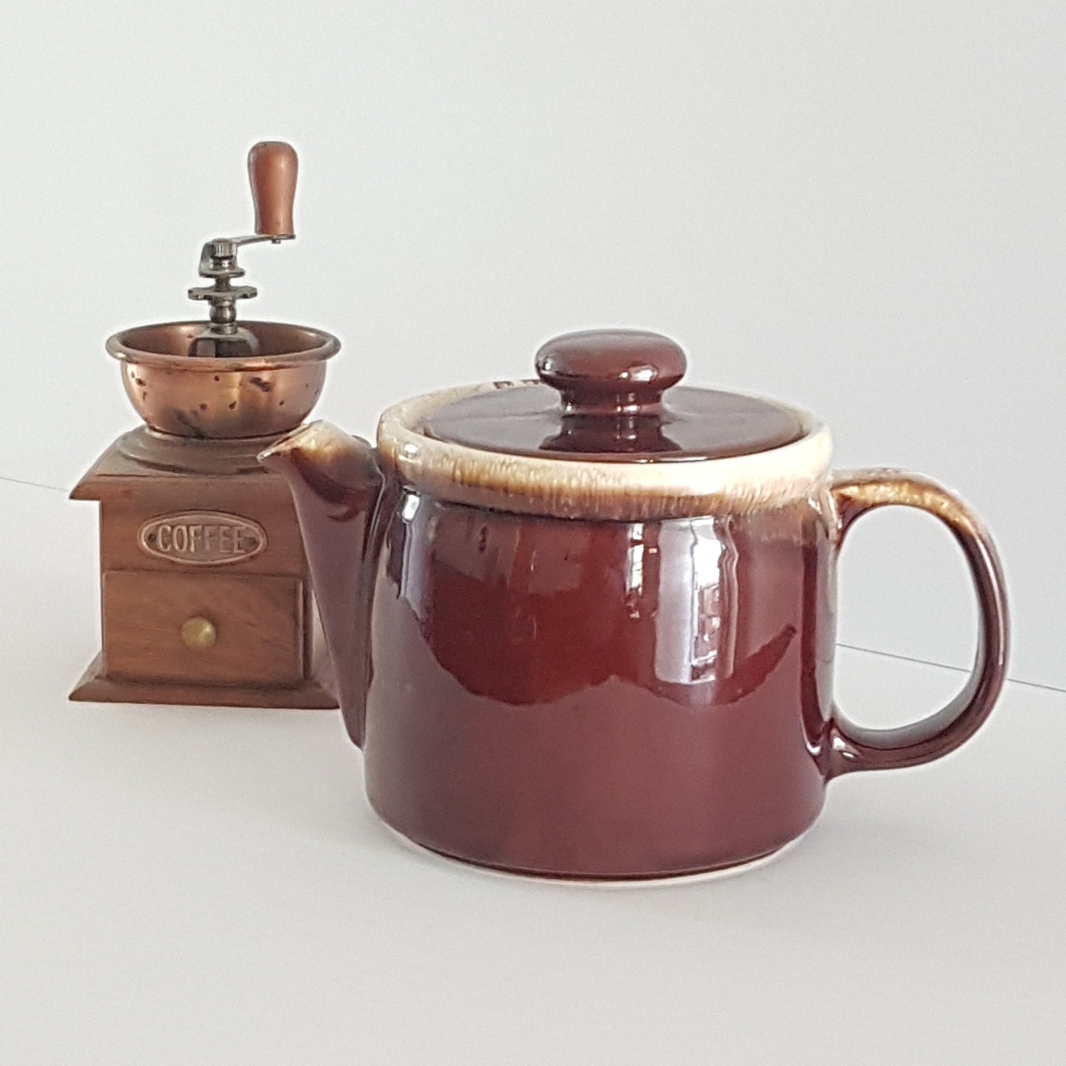 Vintage McCoy 1418 Brown Drip Glaze Teapot, USA Pottery, Retro