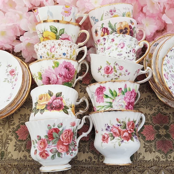 CHOICE of Tea Cup and Saucer, Vintage English Bone China, Mixed Floral