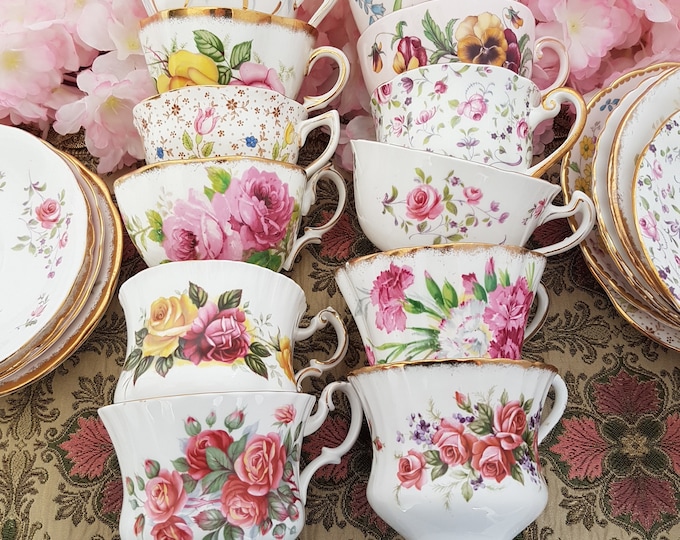 CHOICE of Tea Cup and Saucer, Vintage English Bone China, Mixed Floral