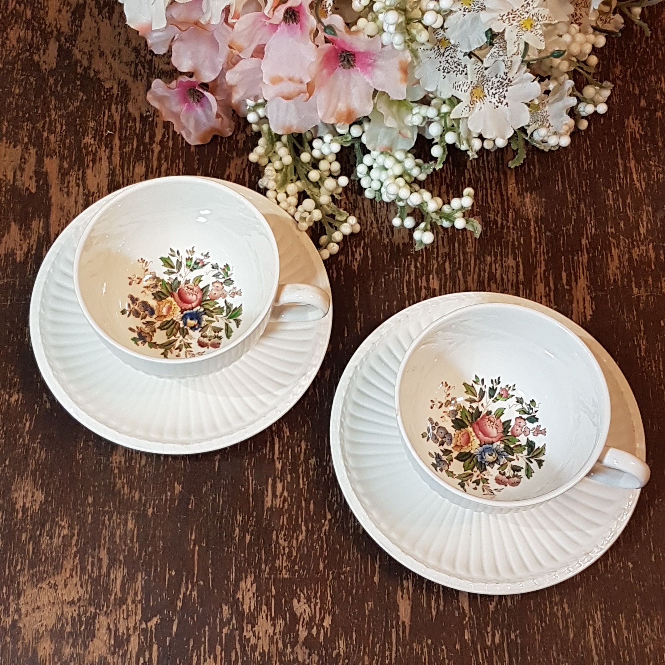 Teacup & Saucer, Wedgwood Edme CONWAY AK8384, Vintage Creamware