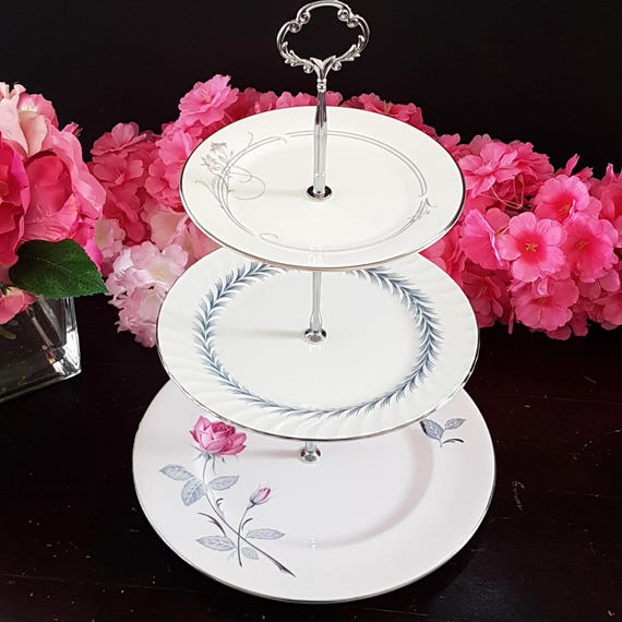 Elegant Pink & Silver 3-Tier Cake Stand: Handcrafted Dessert Server for Weddings, Parties and Celebrations