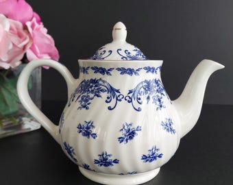 Arthur Wood Blue White Ceramic Teapot English Farmhouse Tea Party