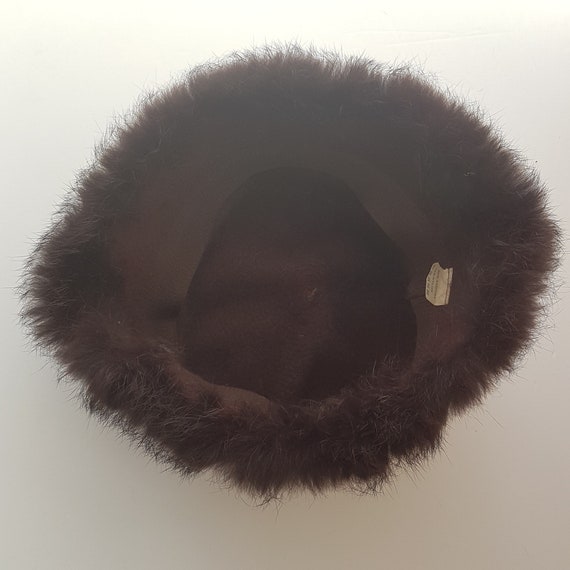 Vintage Brown Angora Bucket Hat: Soft Wool Cloche (21 Inch  display picture 3