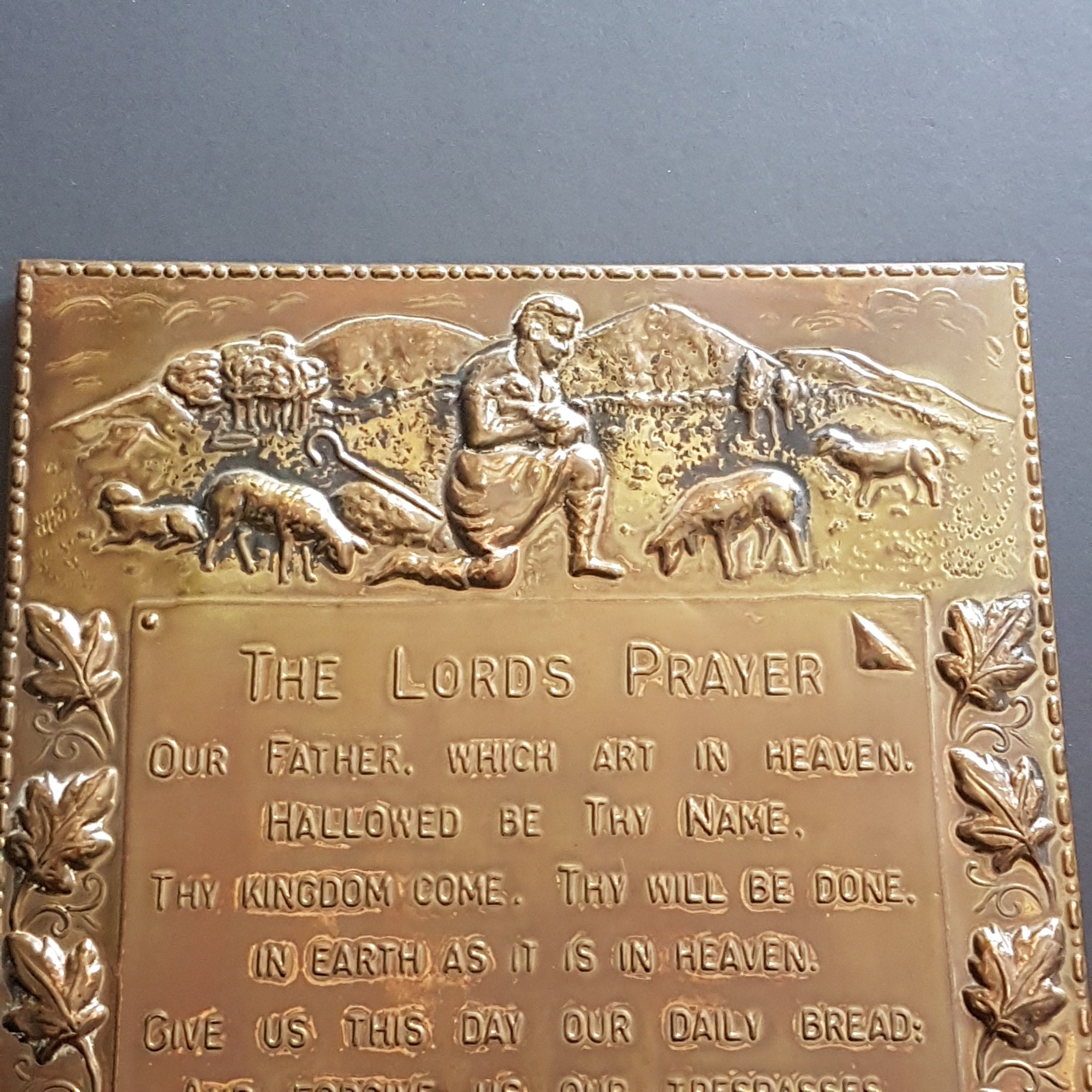 RESERVED Vintage Brass Metal The Lord's Prayer Wall Plaque, Religious