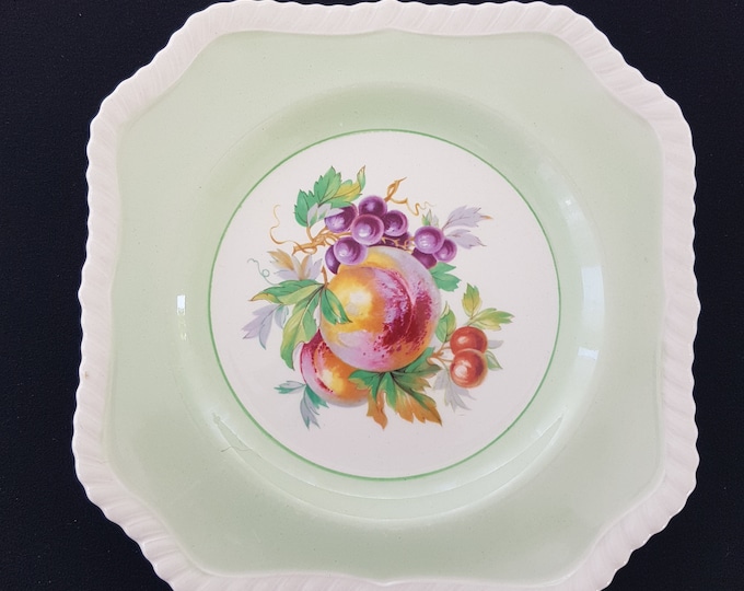 Johnson Brothers, CALIFORNIA Square Salad Plate, 7.75 Inch, Green Rim, Made in England, PER PLATE