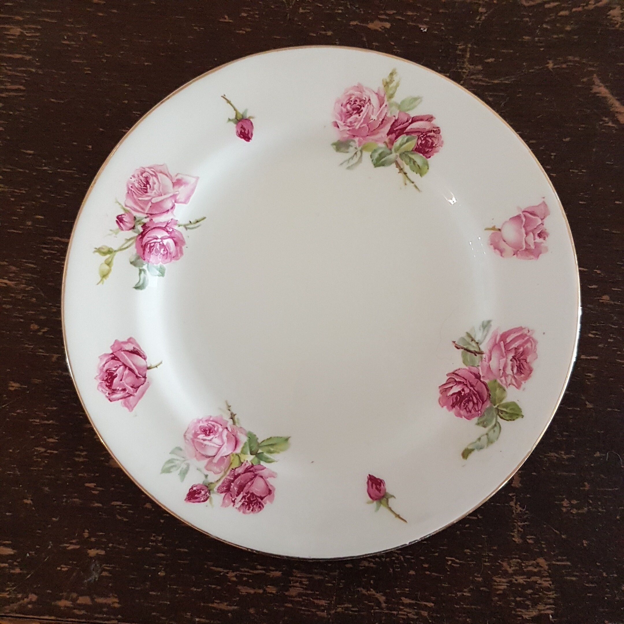 RESERVED Set of 6 Pink Rose Side Plates, Manufactured for Harrod's of