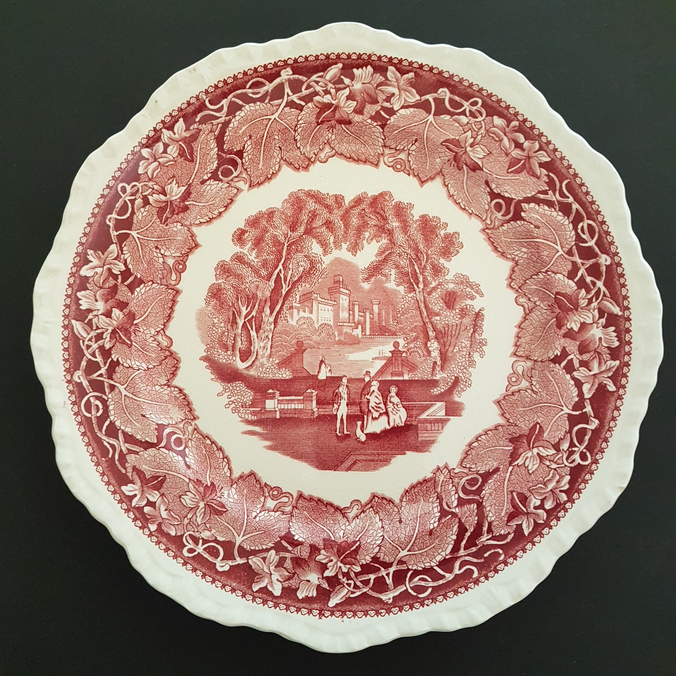10 Red Pink Transferware Dinner Plate Set of 4 Masons Vista England Patent Ironstone China Red Dinnerware Collectible Ironstone